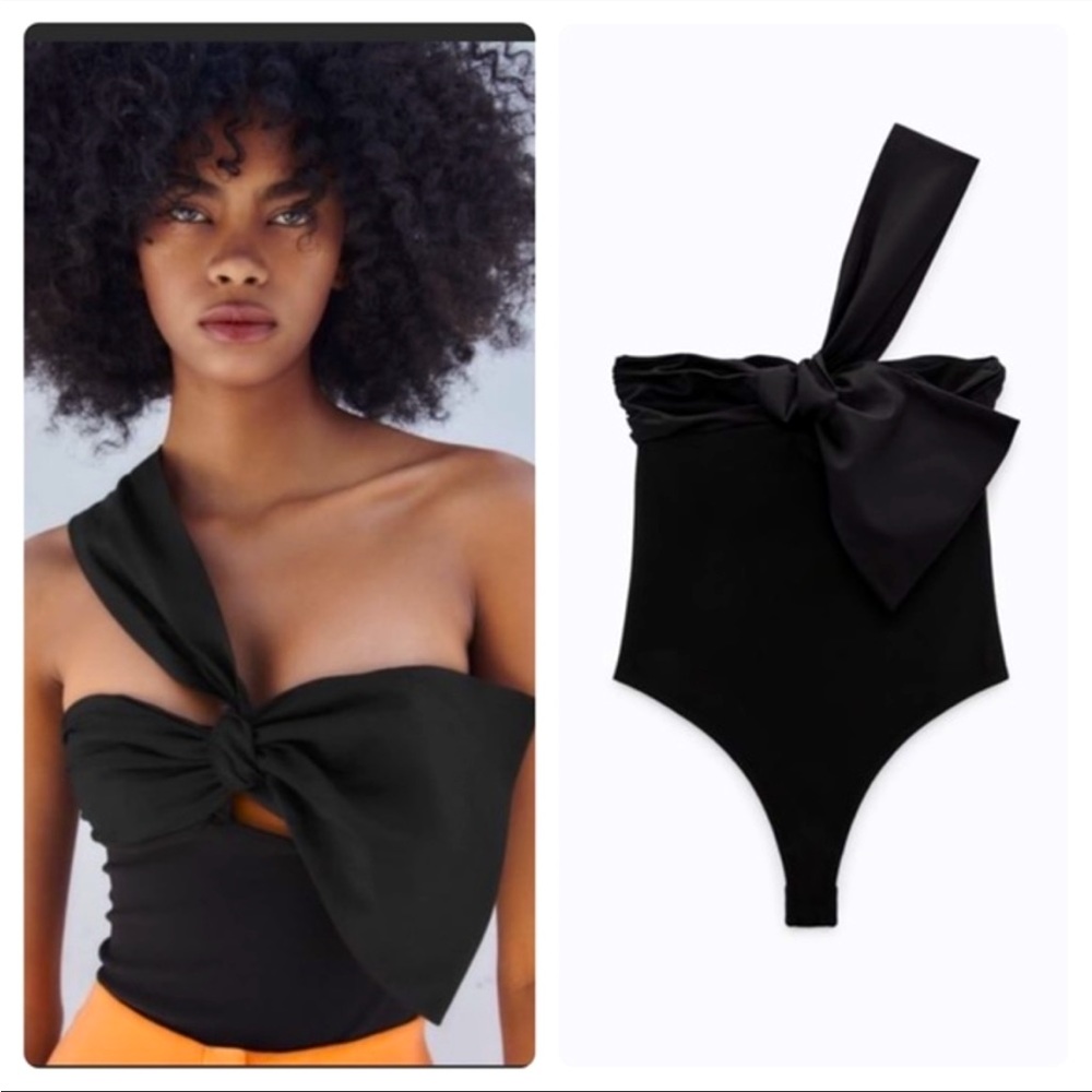 ZARA ASYMMETRICAL NECKLINE BODYSUIT